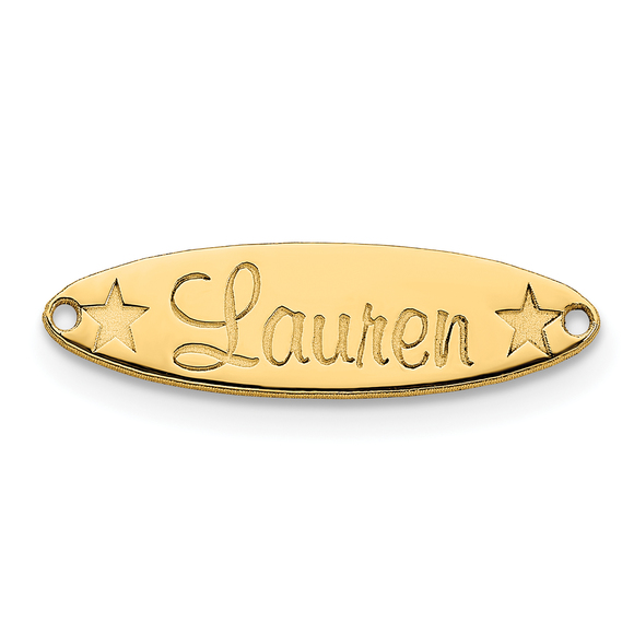 Sterling Silver/Gold-plated Small Oval with Stars Name Plate - Picture 1 of 2